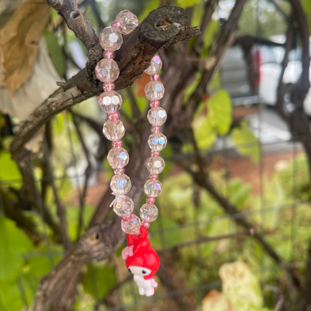 Pink Beaded Bracelet with Cute Charm